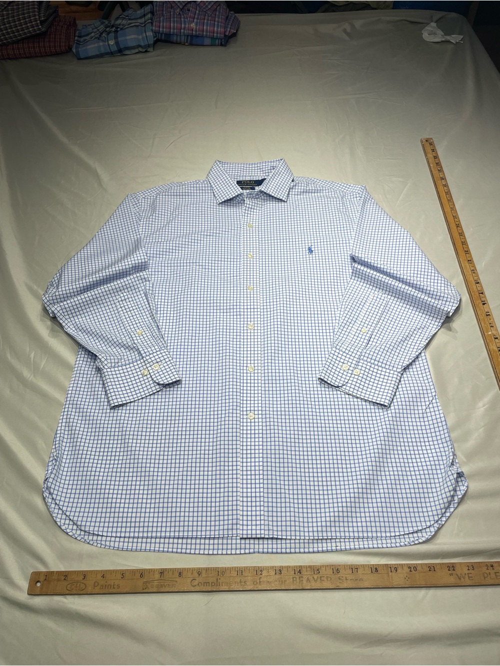 Polo by Ralph Lauren size 18 34/35 Blue Check Long-Sleeve Dress Shirt